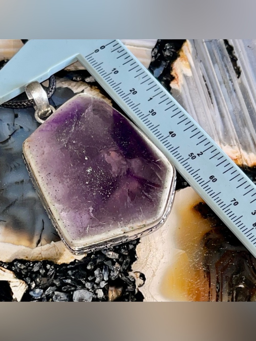 Beautiful Large Auralite Amethyst Pendant 2 1/2” - Picture 13 of 17